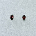 Sterling Silver Oval Garnet Post Earrings Size 4
