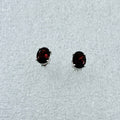 Sterling Silver Oval Garnet Post Earrings Size 2