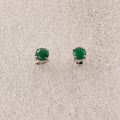 Sterling Silver Round Emerald Post Earrings Size 1