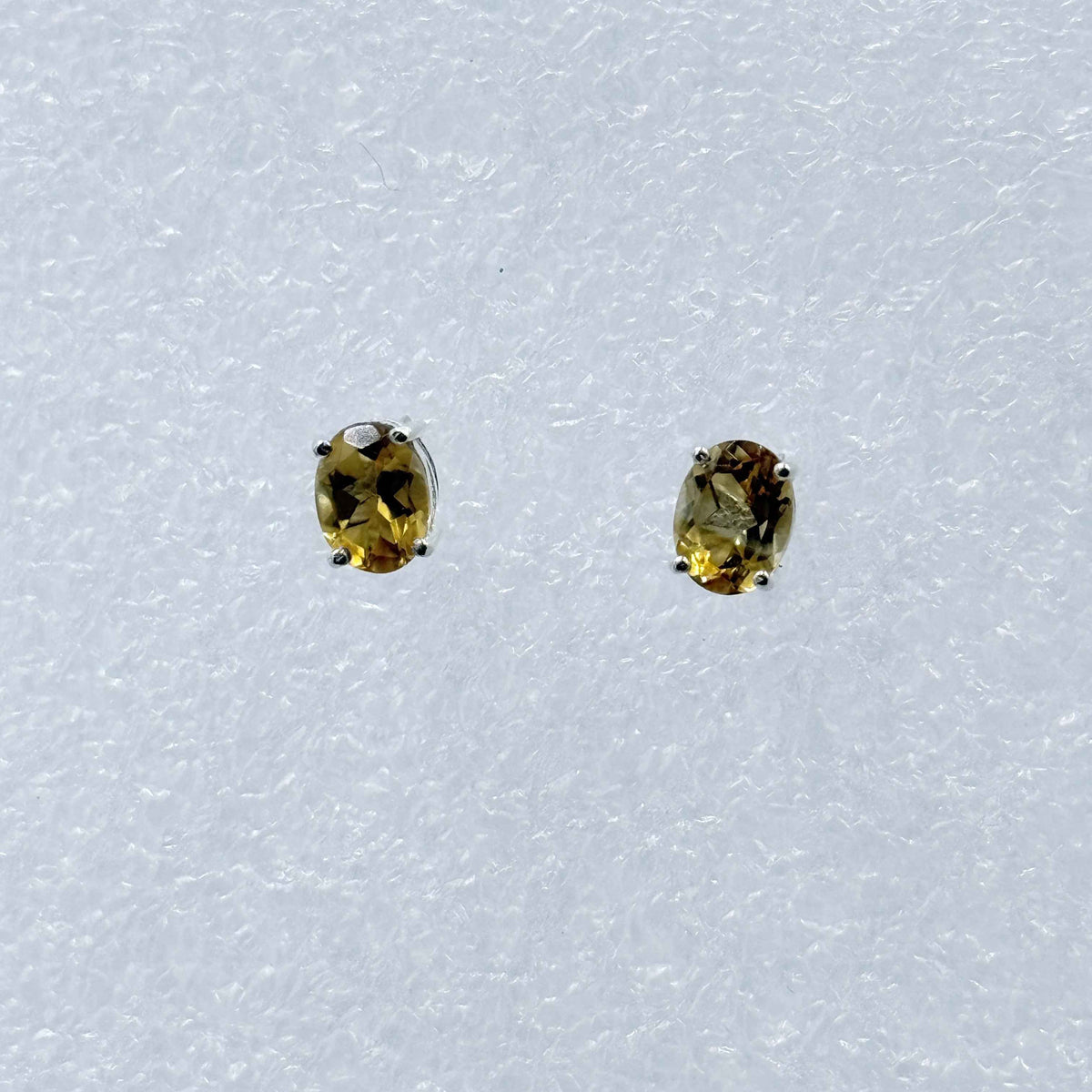 Sterling Silver Oval Citrine Post Earrings Size 1