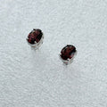 Sterling Silver Oval Garnet Post Earrings Size 1
