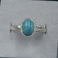 Sterling Silver Larimar Dainty Oval Ring - Size 10 - Calm & Communication