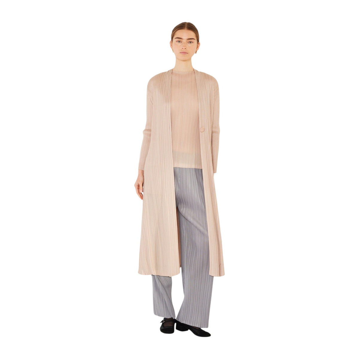 Pleated long sleeve cardigan buster - C02LG_Beige