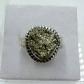 Sterling Silver Bezeled Rough Pyrite Ring - Size 7 - Protective, Abundant & Grounding