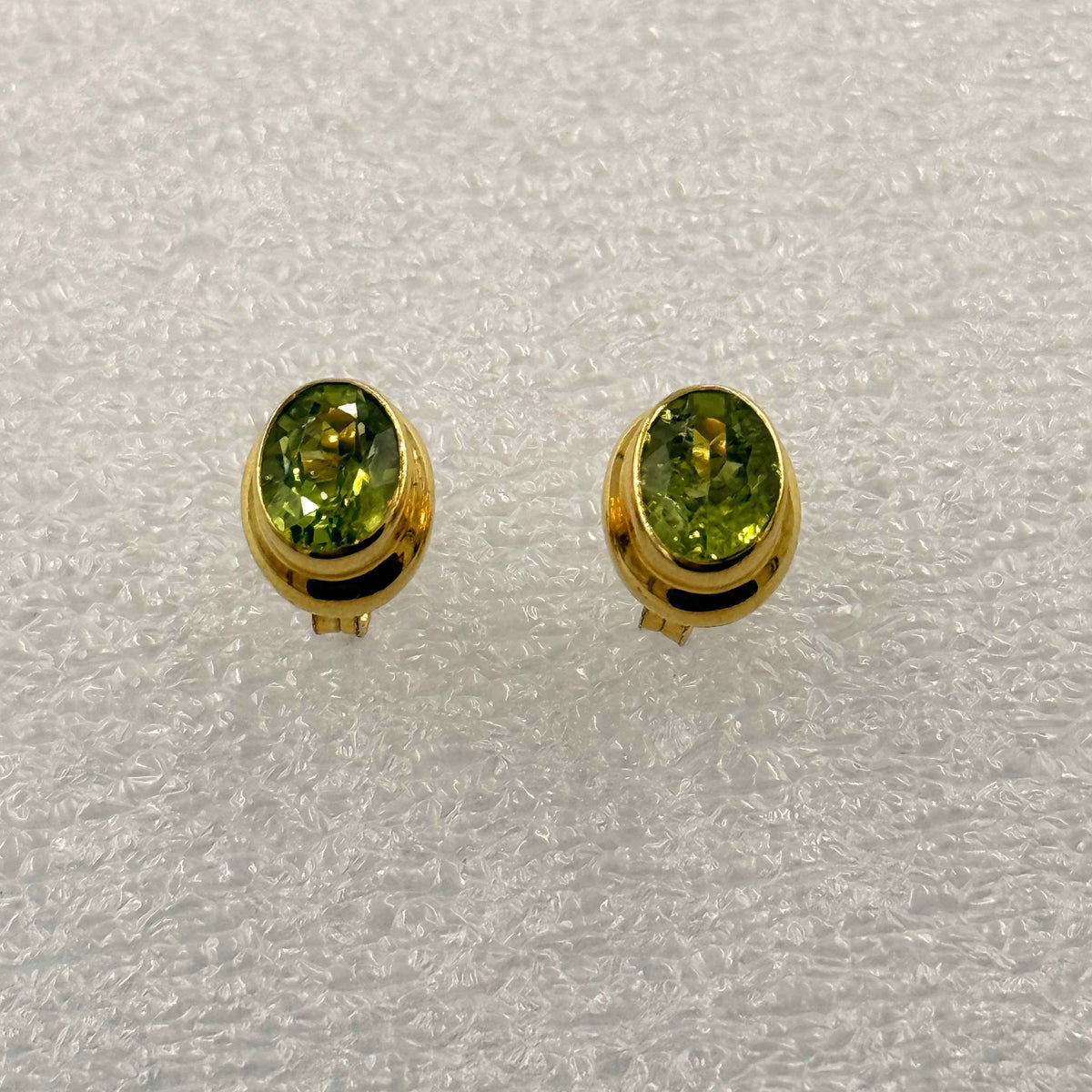 Gold Vermeil Bezeled Oval Peridot Post Earrings