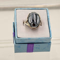 Sterling Silver Cross Banded Terahertz Ring - Size 9 - Healing, Energizing & Cleansing