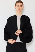Pleated puff sleeve bolero jacket - J04SR_Black