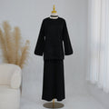 Button-Front Longline Top & Wide-Leg Trouser Set(MS456)