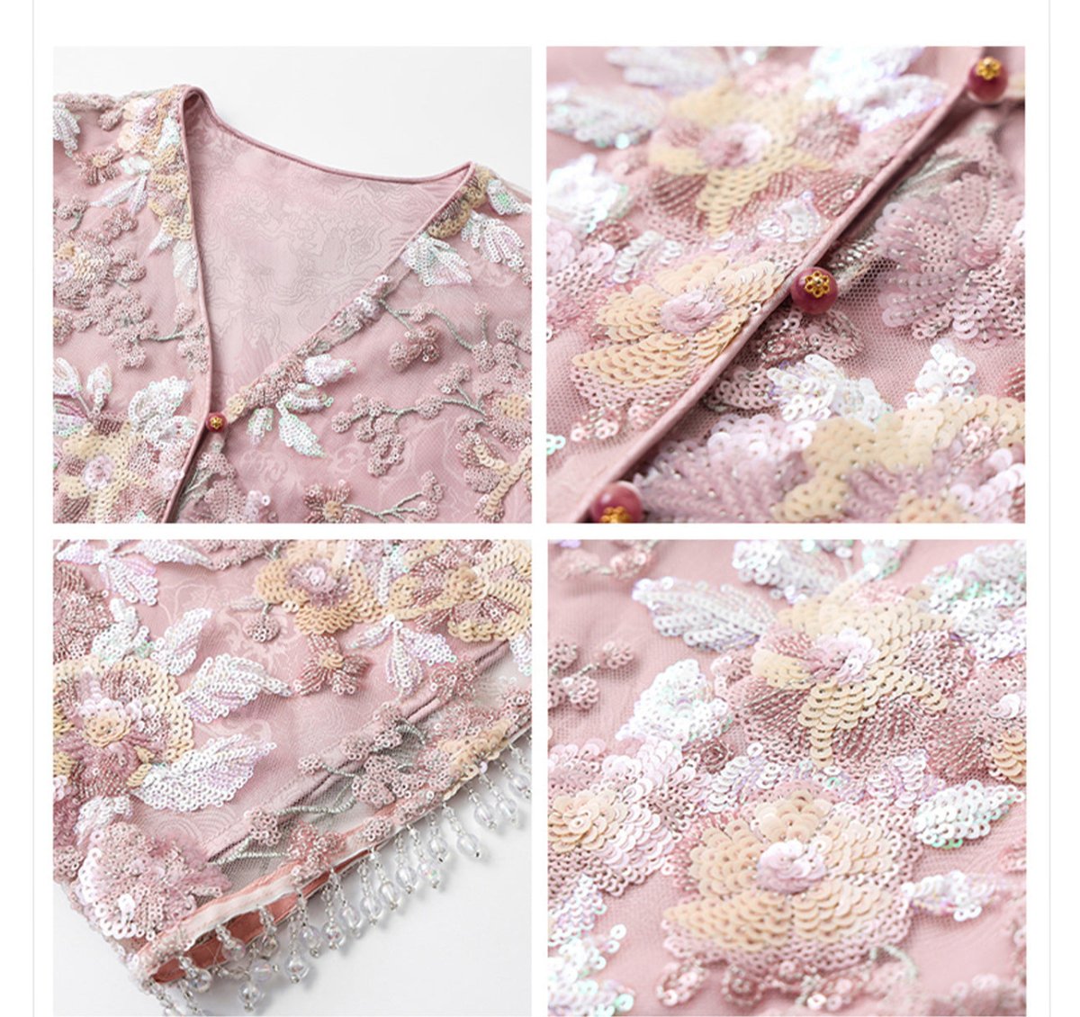 Luxury Embroidered Floral Jacket & Skirt Set(MS307)